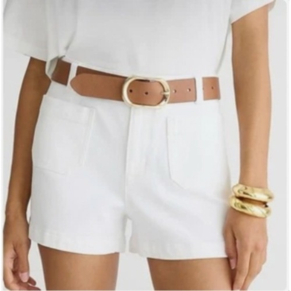 J.Crew Re-Imagined White Cotton Patch Pocket Shorts Size 23 Coastal Preppy